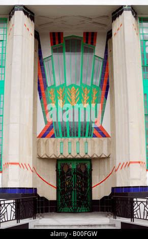 Main entrance to the art deco Hoover Building in Perivale, west London Stock Photo