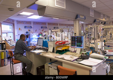 Nurses station in a neonatal intensive care unit (Nicu) Stock Photo