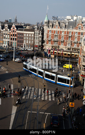 looking down onto muntplein eastern canal ring amsterdam netherlands north holland europe Stock Photo