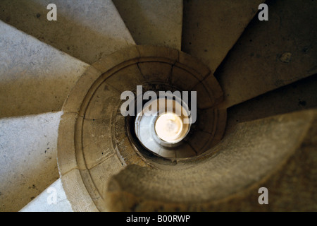Spiral staircase, Knights Templars, Convent of the Knights of Christ, Tomar, Portugal Stock Photo