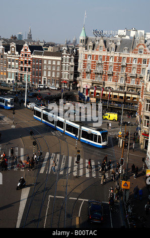 looking down onto muntplein eastern canal ring amsterdam netherlands north holland europe Stock Photo