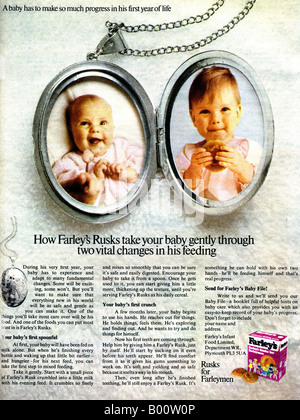 1970s magazine advertisement for  Farley's Rusks for Babies     1973 FOR EDITORIAL USE ONLY Stock Photo