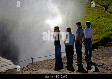 Iceland. Gullfoss (Golden Falls) is a magnificient 32m high double waterfall on the White River (Hvíta). Stock Photo