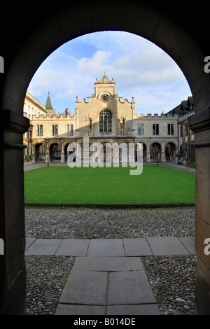 'Peterhouse college' Cambridge University, courtyard and clock tower. Stock Photo