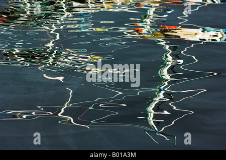 Abstract Yacht mast wavy edged ripples in Gairloch Harbour Wester Ross North West Scotland UK GB EU Europe Stock Photo