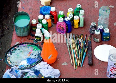 Artist Palete Street scene in Quepos Costa Rica Central Latin America near manual antonio beach Stock Photo