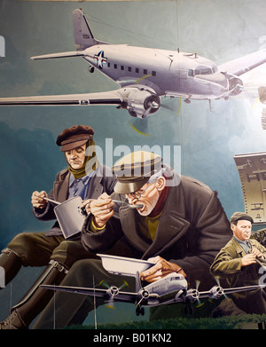 Mural on wall of Tempelhof airport in Berlin commemorating Berlin Airlift when West few in supplies to West Berlin 2008 Stock Photo