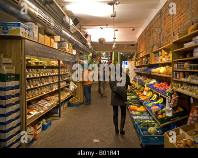 markethall interior view Freiburg im Breisgau Baden Württemberg Baden Wuerttemberg Germany Stock Photo