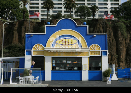 Perry's cafe sea front Ocean boulevard Santa Monica Los Angeles California Stock Photo