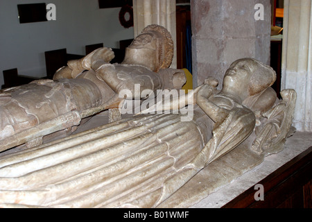 Somerset Porlock St Dubricious church Harrington effigies Stock Photo