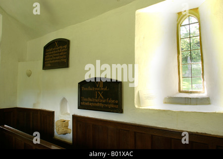 Somerset Oare St Marys church window and piscina Stock Photo