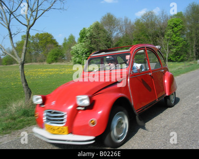 red deux chevaux at speed Stock Photo
