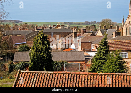 View over the roof tops from the Windmill Hotel past the Old Methodist Chapel in Alford Lincolnshire Stock Photo