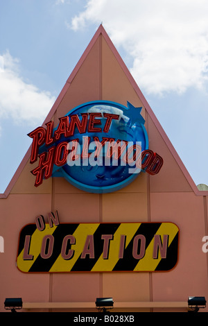 Planet Hollywood On Location Sign at Downtown Disney Marketplace in Orlando Florida USA Stock Photo