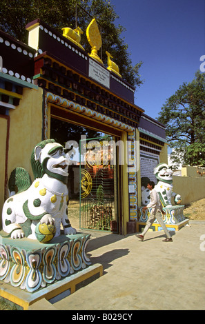 India Uttar Pradesh Varanasi Sarnath Tibetan Buddhist Monastery gateway Stock Photo