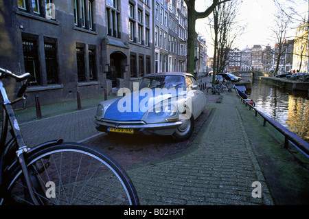 Amsterdam canal street scene Stock Photo