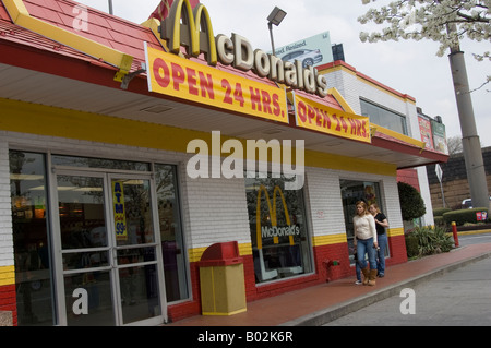 A McDonald s fast food restaurant on Bruckner Boulevard in the Bronx borough of New York Stock Photo