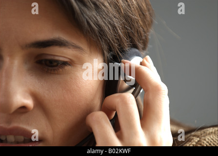 woman wearing headset Stock Photo
