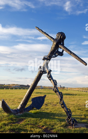 Large old ships anchor on display at Beadnell in Northumberland Great Britain Stock Photo