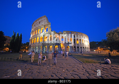 Italy, Lazio, Rome, Colosseum, Night, Floodlit Stock Photo