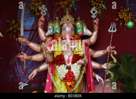 Five headed eight armed Ganesh, Ganesh Chaturthi festival , India Stock Photo