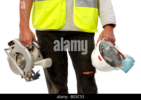 Man holding construction tools Stock Photo