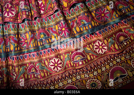 India Gujerat Crafts Bhuj Kutch Folk Museum finely embroidered silk Ghagharo skirt Stock Photo