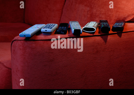 Sofa and remote controls Stock Photo