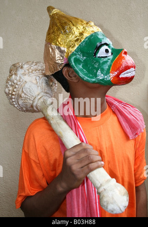 Hindu boy dressed as Hanuman the Hindu monkey god during the Ganesh Chaturthi festival , India Stock Photo