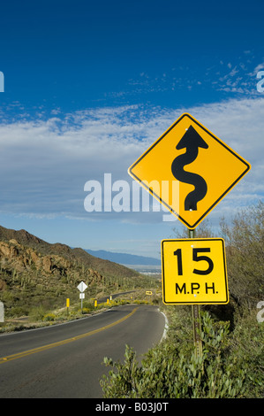 15 mph Speed Limit Sign Arizona USA Stock Photo