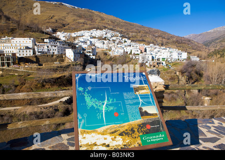 Sign across from the Town of Trevelez, in the shadow of Mount Mulhacen (Spain's highest peak - 3482 metres/11420 feet) Stock Photo