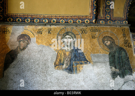 The Deisis mosaic depicts the Virgin Mary Christ and John the Baptist Aya Sofya Istanbul Turkey Stock Photo