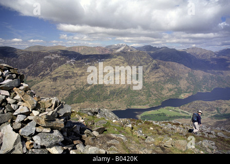 view enroute  pap of glencoe summit over Loch Leven Scotland scottish highlands uk gb Stock Photo