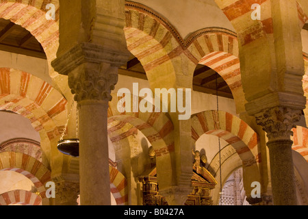 Nave of the original mosque of Abderraman I at the Mezquita (Cathedral-Mosque), City of Cordoba, UNESCO World Heritage Site Stock Photo
