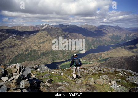 view enroute  pap of glencoe summit over Loch Leven Scotland scottish highlands uk gb Stock Photo