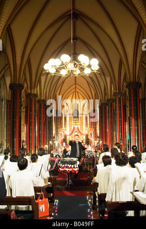 Christmas Eve Mass at Xishuku Catholic Cathedral Beijing Stock Photo