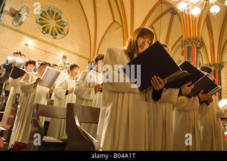 Christmas Eve Mass at Xishuku Catholic Cathedral Beijing Stock Photo