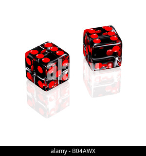 Two semi transparent dice showing the number six Stock Photo