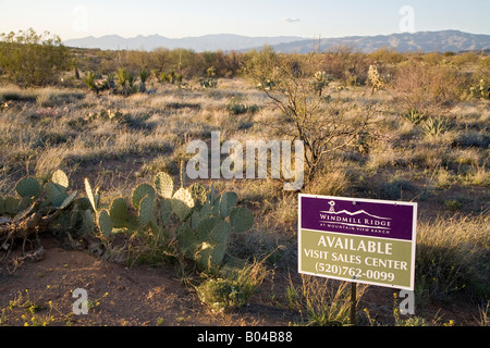 Mountain View Arizona Lots in a new housing subdivision are offered for sale in the desert just east of Tucson Stock Photo