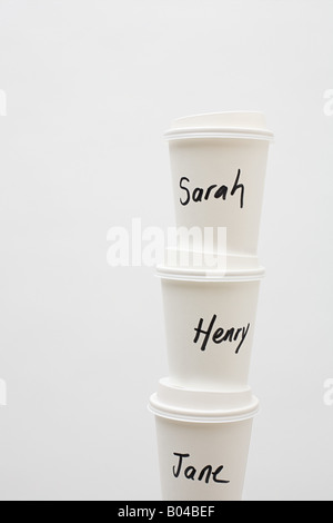 Stack of three paper cups Stock Photo - Alamy