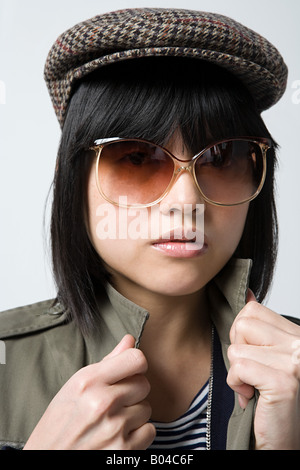 Japanese woman wearing retro clothes Stock Photo