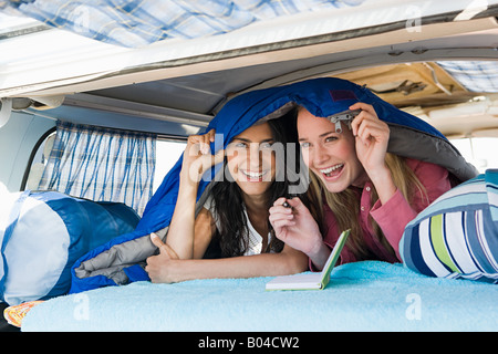 Young women in a camper van Stock Photo