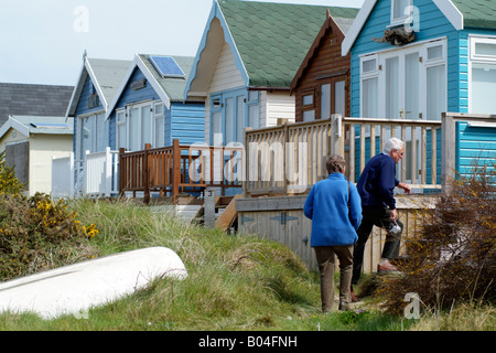 Mudeford Sandbank Wooden Beach Houses Dorset England UK Stock Photo