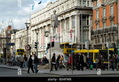 Dublin City Centre O Connell Street Statue of Sir John Gray Stands outside the Famous Clerys Department Store Stock Photo