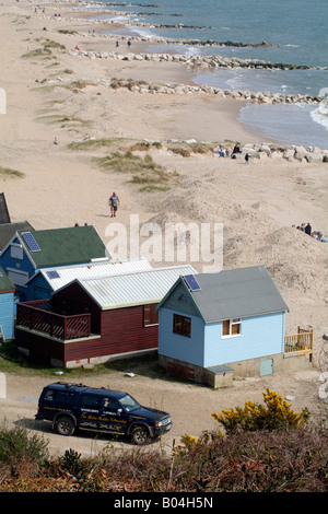 Mudeford Sandbank Wooden Beach Houses Dorset England UK Stock Photo