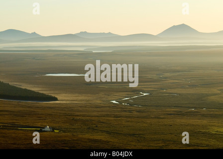 Mist over the Flow Country, Caithness, Scotland, UK Stock Photo