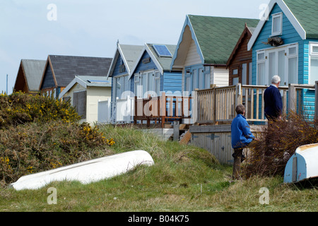 Mudeford Sandbank Wooden Beach Houses Dorset England UK Stock Photo