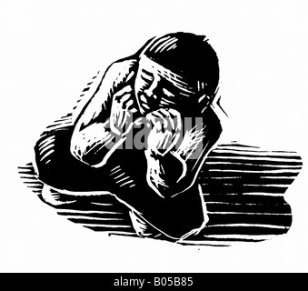 Illustration Of Man With Sad Expression Stock Photo