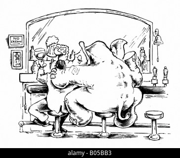Illustration of an Elephant at a Bar Stock Photo
