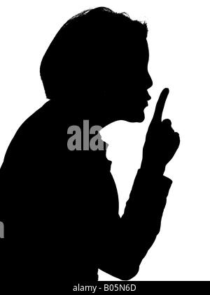 Silhouette of Woman Hushing Model Released Stock Photo